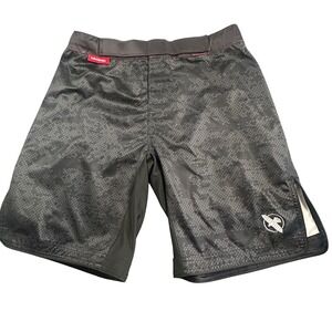 Black Patterned Athletic Shorts